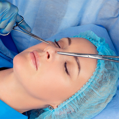 Female patient preparing for rhinoplasty